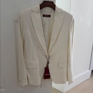 MaxMara Cream Single-Button Tailored Blazer